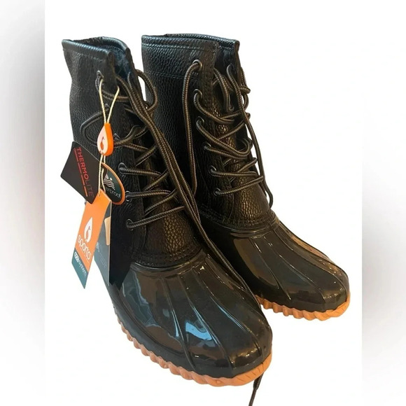 NWT Sporto Dakota Pebble Black Waterproof Thermolite Lace Up Duck Boots 7 - Picture 1 of 4